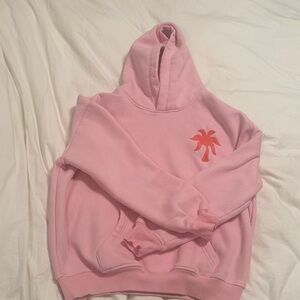 Pink Palm Puff “Everything Comes in Waves" Hoodie in Pink size SMALL